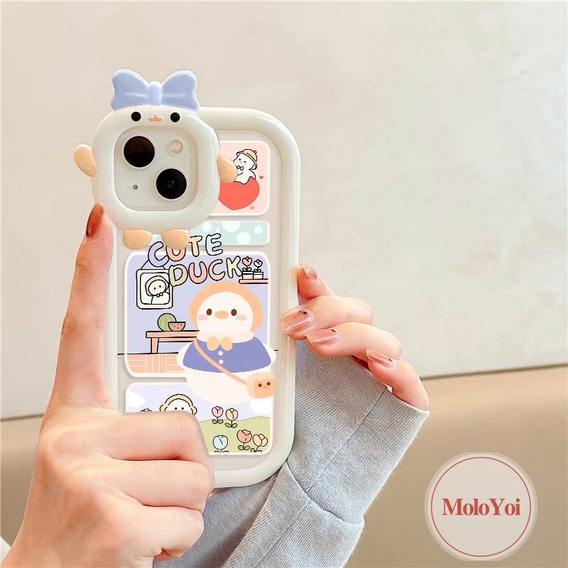 Soft Case Desain Kartun Bebek Monster 3D Untuk iPhone 11 12 14 13 Pro MAX 7 14 6 6s 8 Plus XR X XS MAX SE 2020