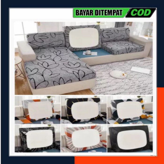 Cov Sarung Jok Dudukan Sofa Cover Sofa Kotak 1 2 3 Seater Elastis Furnitur