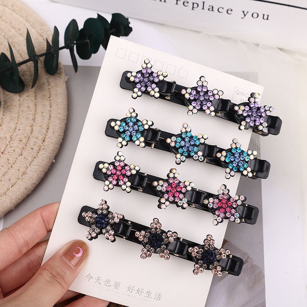 Side Bangs Clip Sweet Pearl Flower Braid Hairpins Elegant Tooth-shaped Popular Hair Claw Flower Braided Simple Headwear Hair Clips Vintage for Women Girls