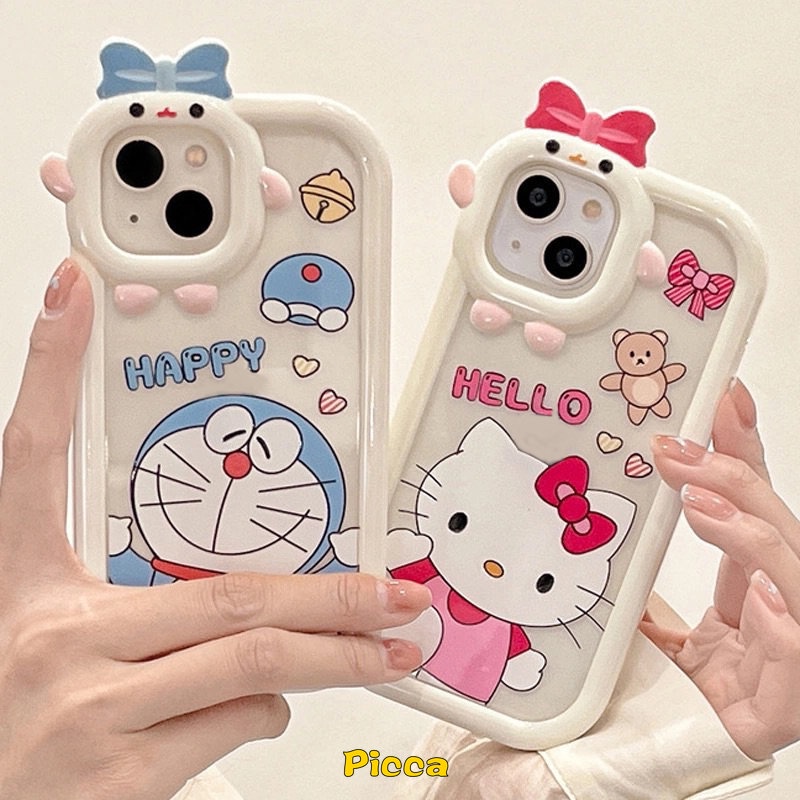 Casing Couple Kartun Hello Kitty Doraemon Redmi A1+9 10 9A 9T 10C 10A 9C NFC Note9 8 11 11Pro+10 11s 10 Pro Max Plus PO CO M3 X3 NFC Pro Mi 11Lite 3D Monster Kecil Sarung