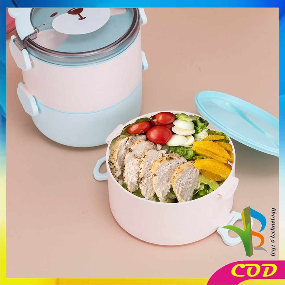 RB-C447 Tempat Makan Anak 3 Tingkat Karakter Kotak Bekal Anak Motif Lucu Rantang Susun Anak Lunch Box Set BPA FREE