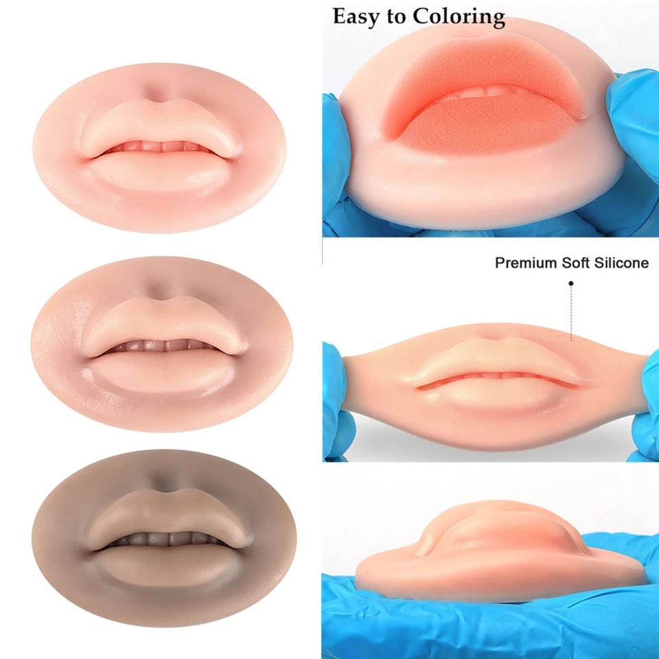 1 Pc Cetakan Simulasi Bibir Palsu 5D Bahan Silikon Reusable Tahan Lama Untuk Latihan Makeup Pemula