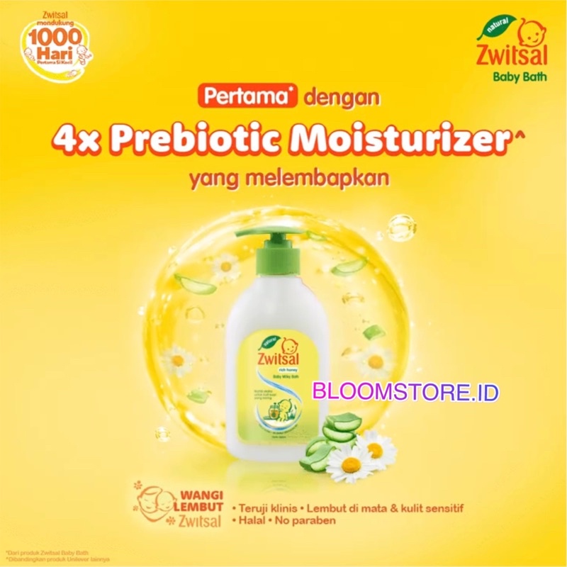 ZWITSAL Natural Baby Bath with Minyak Telon Rich Milk Honey Sabun Mandi Cair Bayi 300ML 300 ML Botol Pump Murah