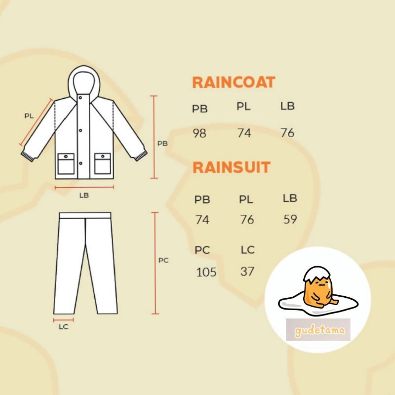 Jas Hujan Jaket Raincoat Gudetama RC