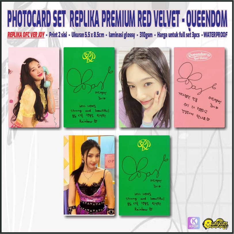 Photocard Set Premium Red Velvet Queendom / Print 2 sisi Full laminasi glossy / Anti air