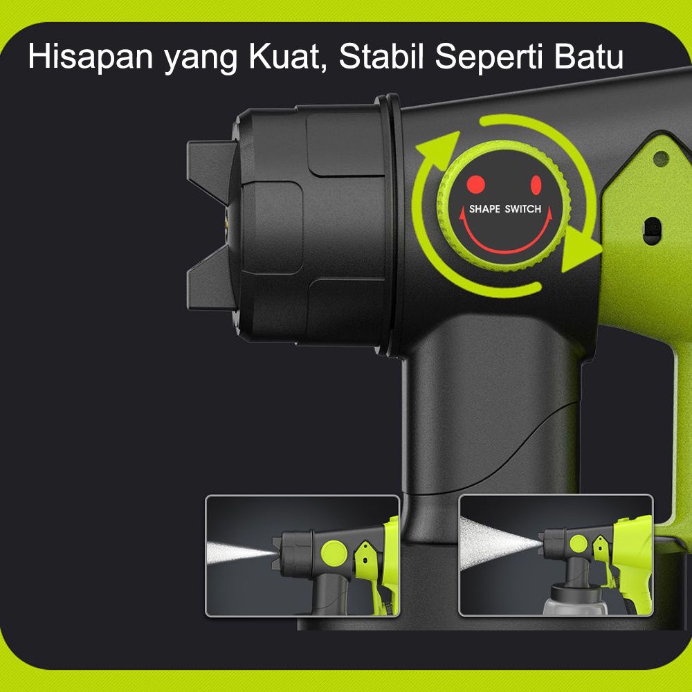 1050W Pistol Semprot Listrik 3 Ukuran Nozzle（1.3mm 1.8mm 2.5mm）800ML HVLP Penyemprot Cat Rumah Tangga Kontrol Aliran Penyemprotan Mudah