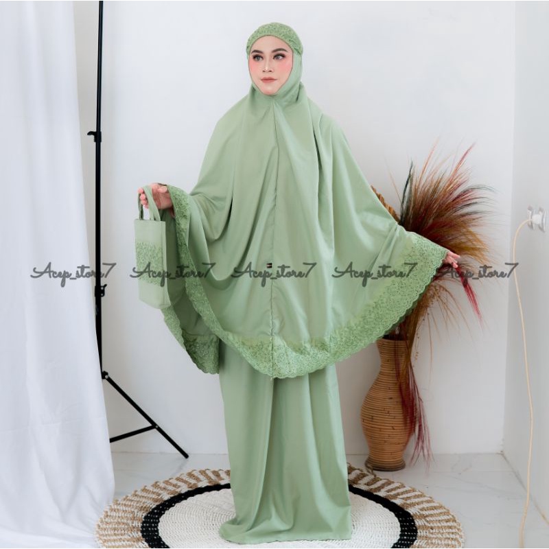 MUKENA DEWASA SITI KHADIJAH PREMIUM FREE TAS  BORDIR KHADIJAH  PASTELEENA  JUMBO