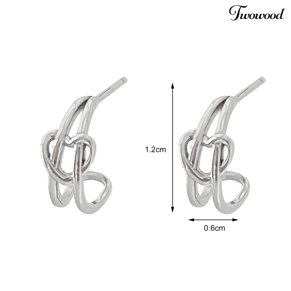 1 Pasang Anting Stud Bentuk C Geometris Untuk Wanita