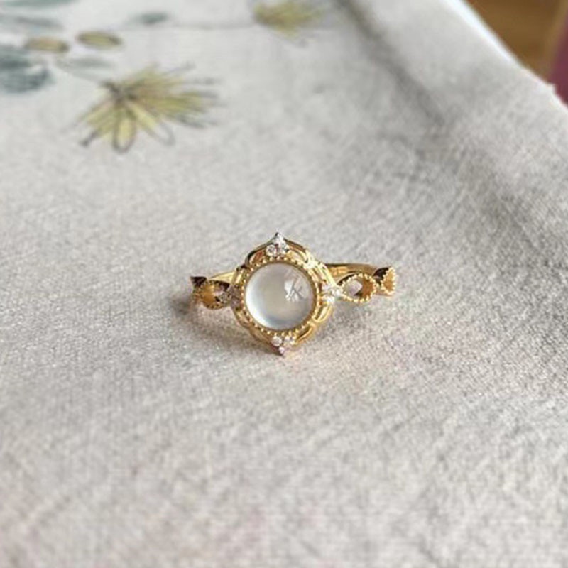 Cincin Giok Hetian Alami Lapis Emas 18K Untuk Wanita