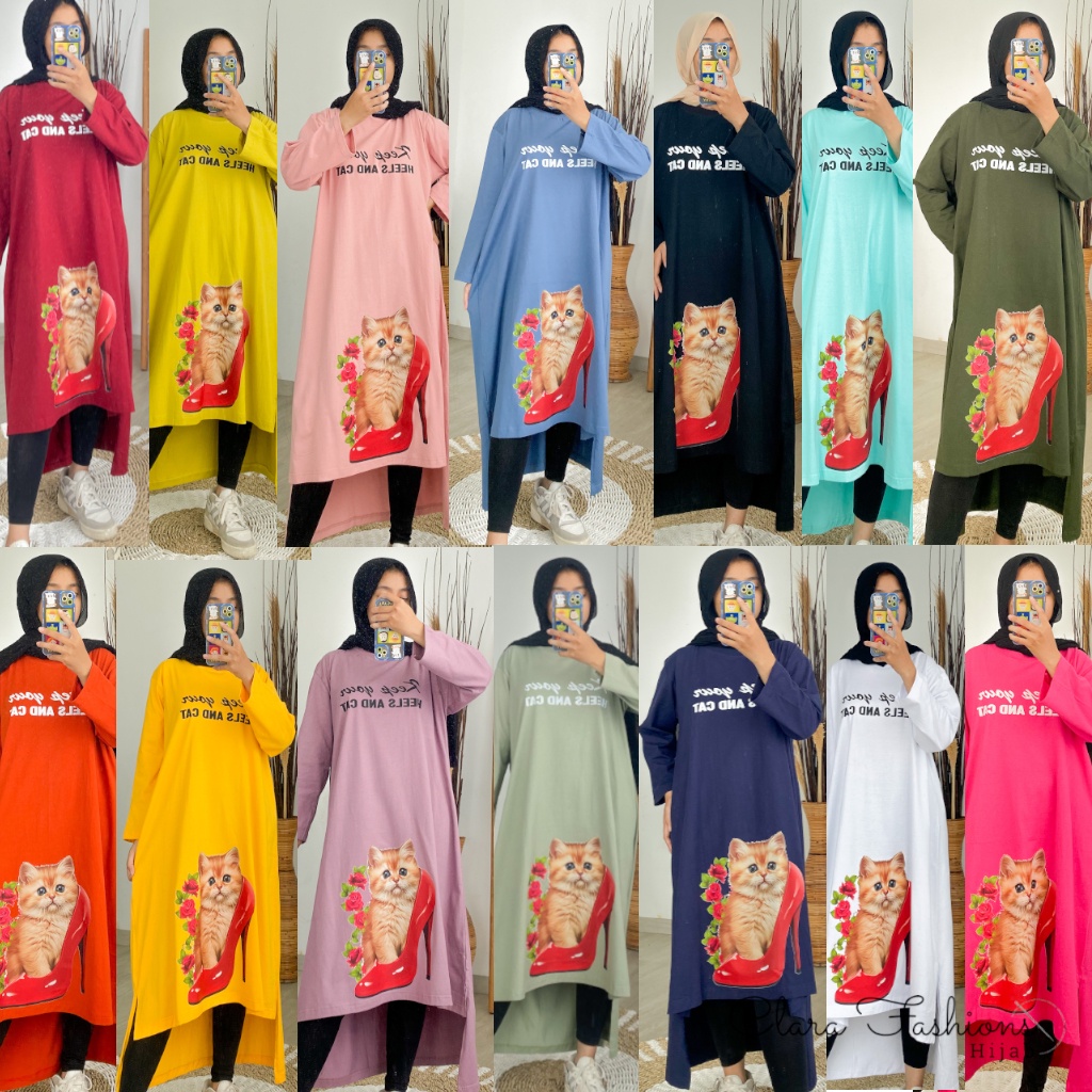 Midi Dress Korea Jumbo Kaos Wanita Long Tunik Tebal Import Oversize / Atasan Wanita Midi Dres Long T