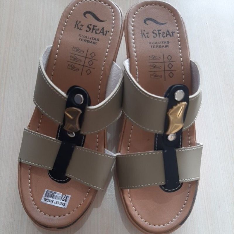 Sandal Wanita Tinggi Wedges selop ban dua