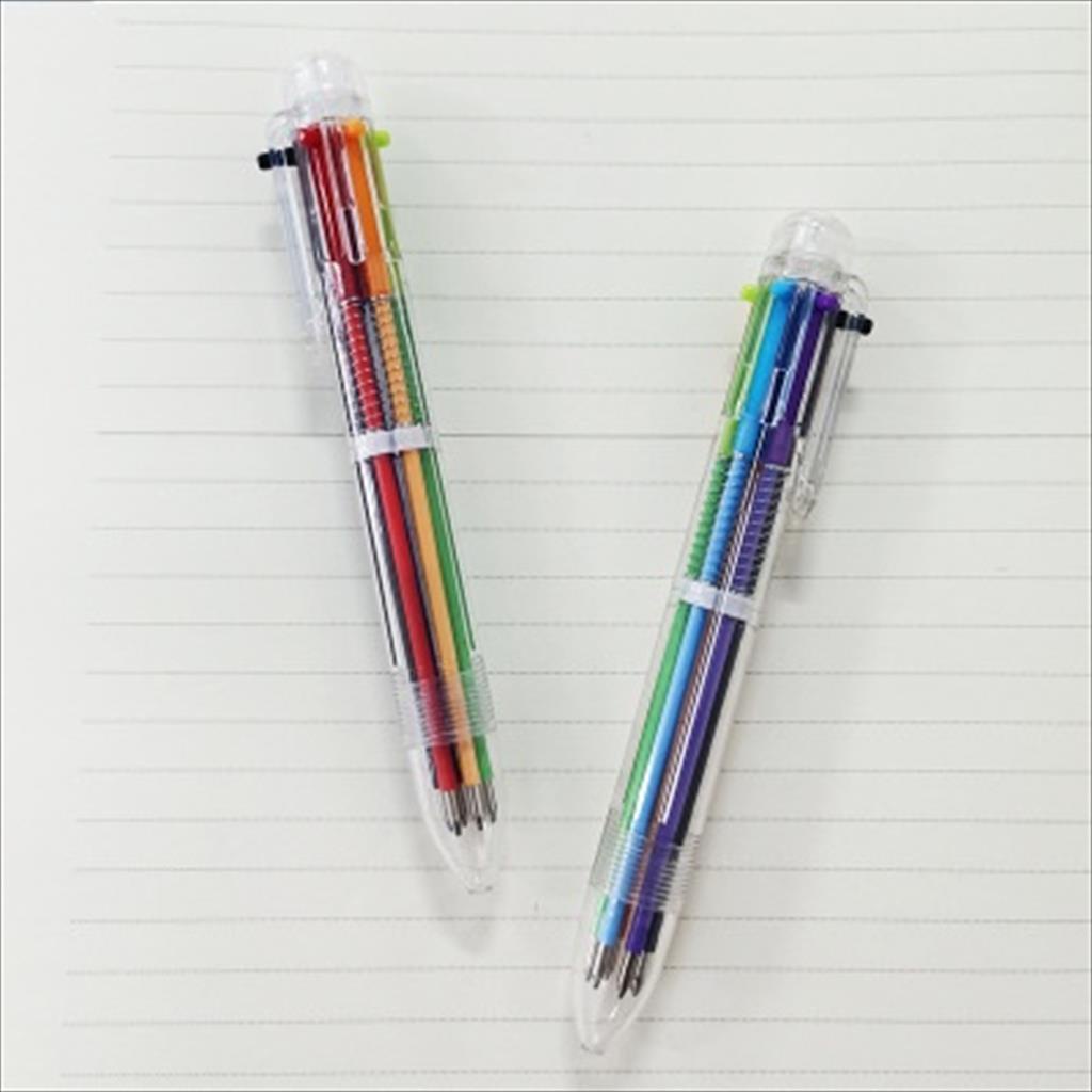 OTS 928. Pulpen 6 Warna Transparan Pena Ballpoint Pen Six-in-One Color ATK Alat Tulis Kantor Peralatan Tulis Sekolah