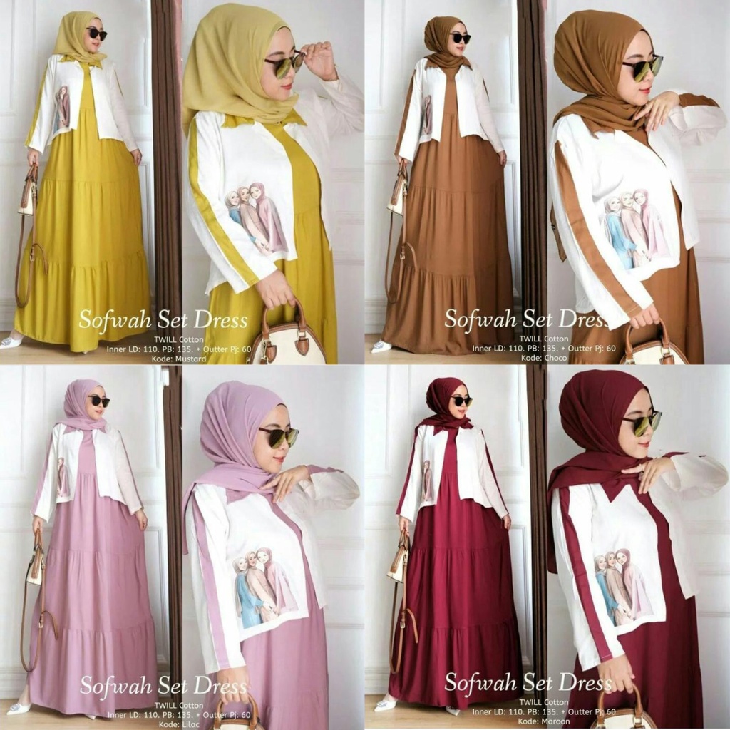 Sofiah  Dress / Maxi Jeans / Maxi Katun Rayon / Dress Katun Rayon / Dress Katun Rayon Terkini / Maxi Katun Rayon 2022 / Gamis Set Jeans / Dress Set Jeans / Rompi Jeans / Maxi Rompi Jeans / Gamis Terbaru Dan Terkini / Fashion Muslim Terkini / Gamis Busui