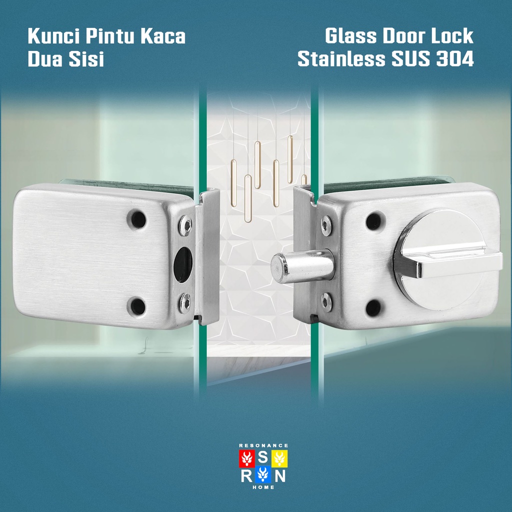 Kunci Pintu Kaca 10-12MM Oval / Kunci Dua Sisi Resonance Home