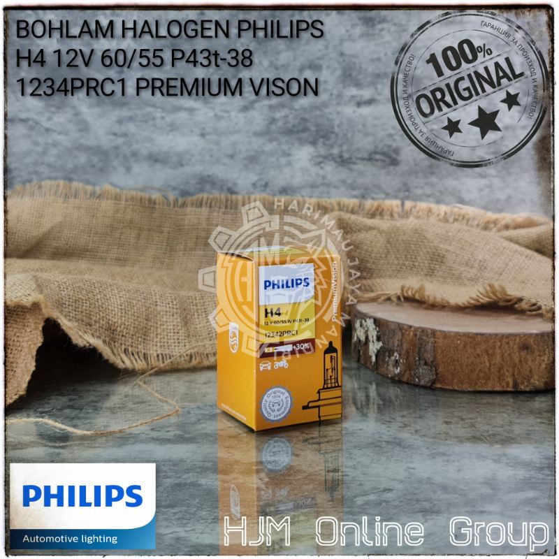 BOHLAM LAMPU HALOGEN PHILIPS H4 12V 60/55W P43t-38 ORIGINAL