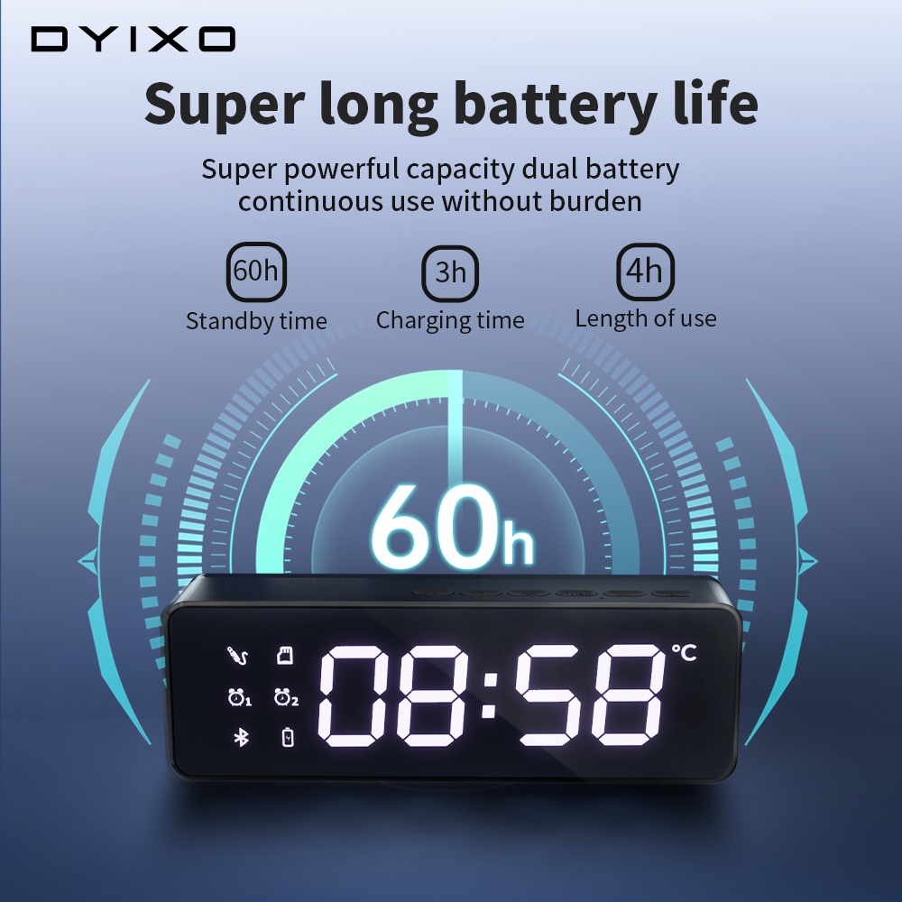 【COD】 DYIXO Speaker Bluetooth Nirkabel dengan Tampilan LED Super Volume Stereo Jam Alarm Speaker Portabel