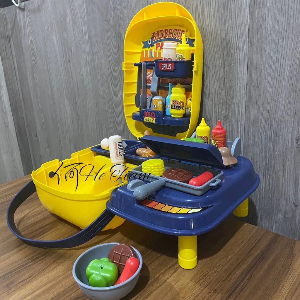 Mainan Anak BBQ Koper Set / BBQ Play Time Set / Mainan Masak Masakan