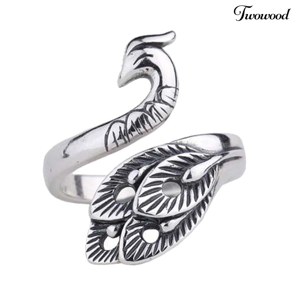 Cincin Jari Model Terbuka Adjustable Bentuk Phoenix Gaya Retro Untuk Unisex