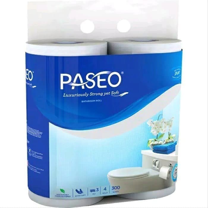 Paseo Elegant Tissue Toilet Roll Core Emboss 3ply 300' 4roll