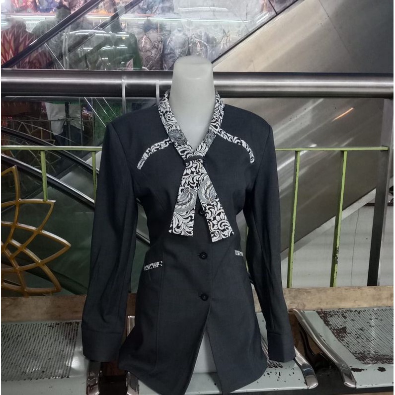 stelan blazer pns pemda guru dasi  abu  tua batik