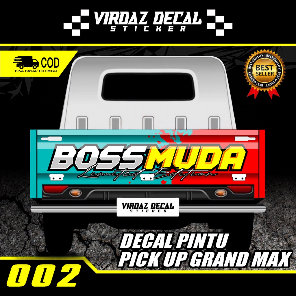 Stiker Decal Pintu Belakang Mobil Pick Up L300/GRAND MAX/CERRY NEW/TS120 Stiker Bak Belakang Stiker 