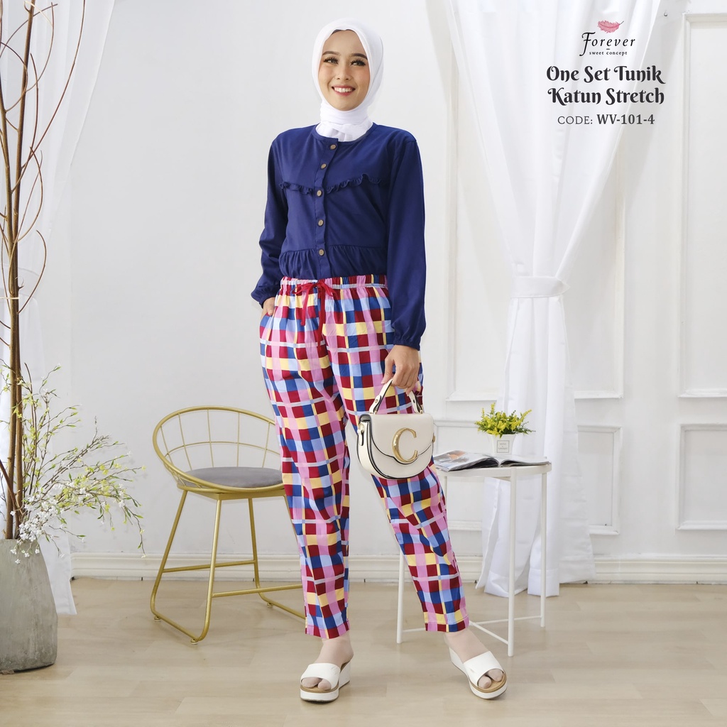 WV-101-4 Forever Sweet BLACK Label Katun Stretch Setelan Lengan Panjang BUSUI BAJU Tidur PIYAMA Paka