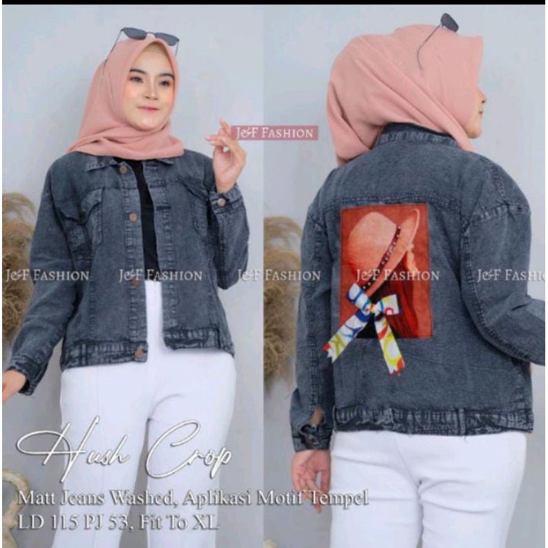 jaket denim jaket biondy wanita jaket terbaru belakang emblem pita 3D viral kekinian LD 115