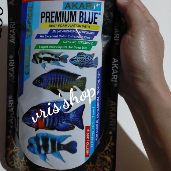 Akari premium blue ciklid 250 gram pakan ikan ciklid