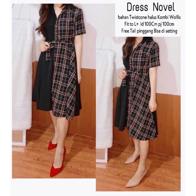 JCM- Dress Novel / Dress Kemeja Murah / Longhem Natal / Dress Sincia