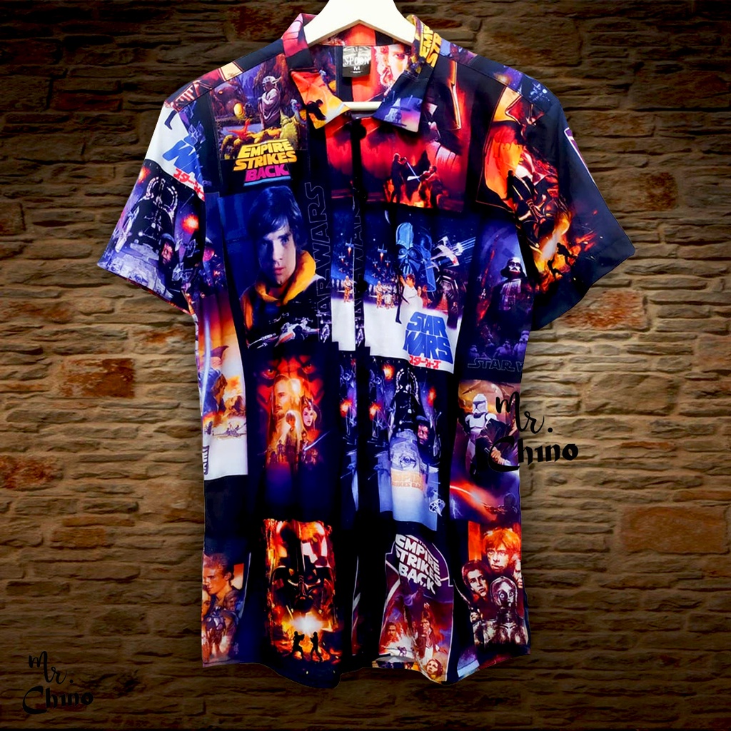 Baju Kemeja Motif Star Wars Series | Kemeja Hawai Pria Wanita Kartun Kekinian | Kameja Pantai Cowok 