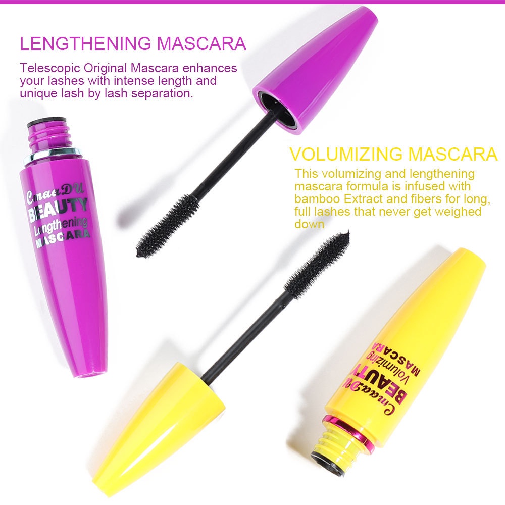 BPOM CMAADU Beauty Lengthening / Volumizing Maskara Mascara 2pcs / Satuan 2IN1 Set 4D Waterproof Longlasting