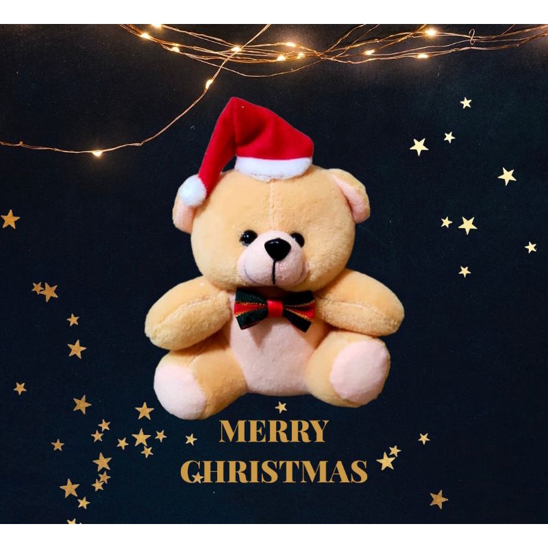 RBT-Boneka Mini Beruang Capit Lucu/Boneka Capit 15cm Santa Claus Christmas Edisi Natal