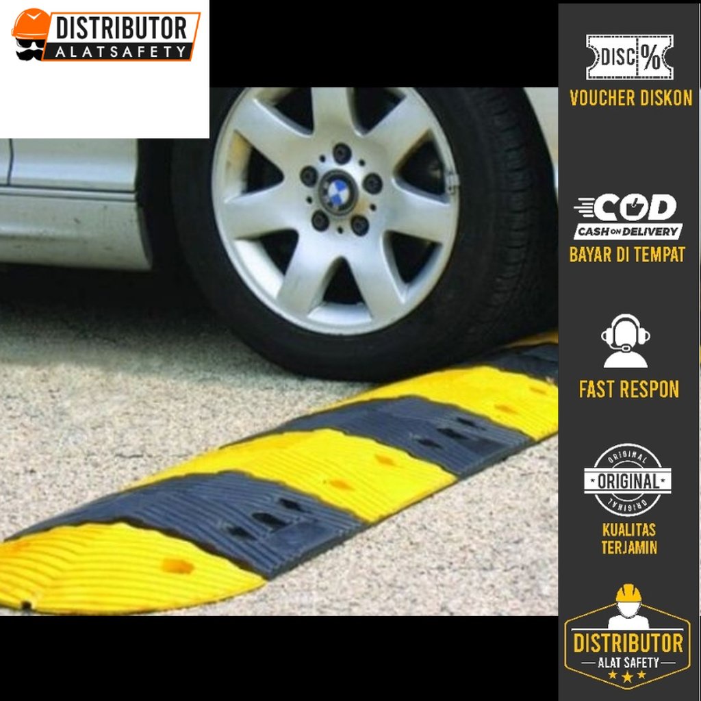 polisi tidur karet Rubber Speed Bump Hitam Kuning - Polisi Tidur Kejut Karet - lebar 1M tinggi 5CM
