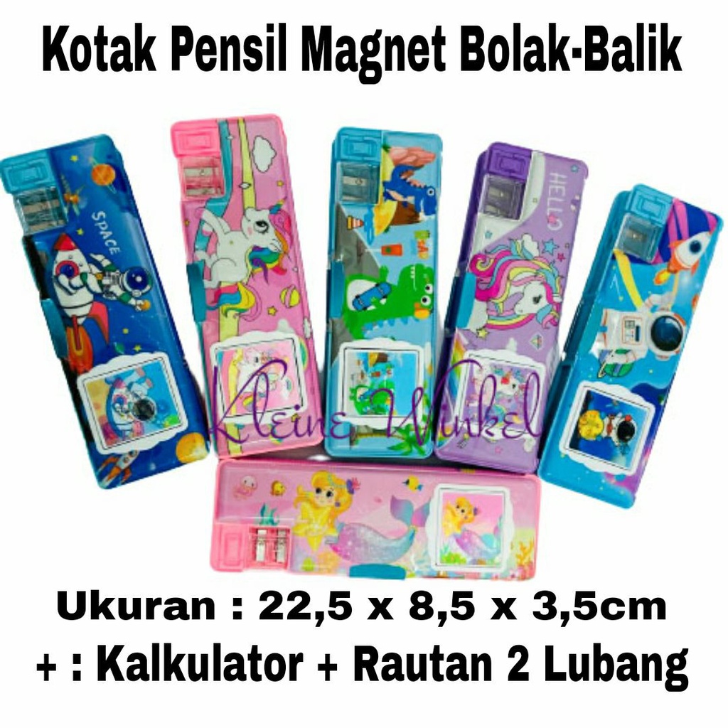 

Kotak Pensil Magnet Bolak - Balik + Kalkulator + Rautan