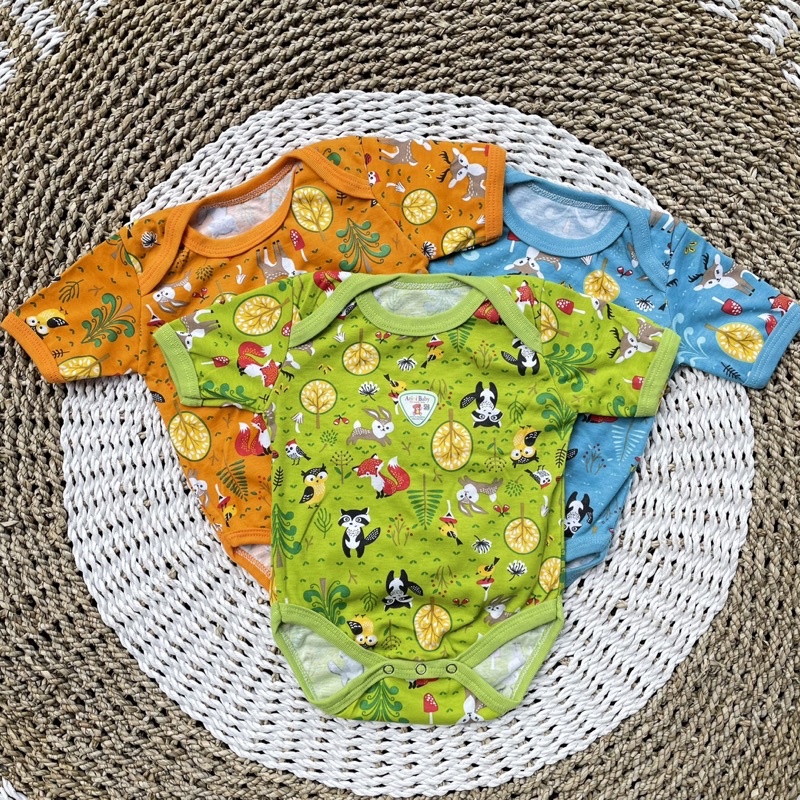 PROMO 7.7 3Pcs Jumper Bayi Bodysuit Motif Full Sablon Jumper Bayi Newborn SNI DNW BABY