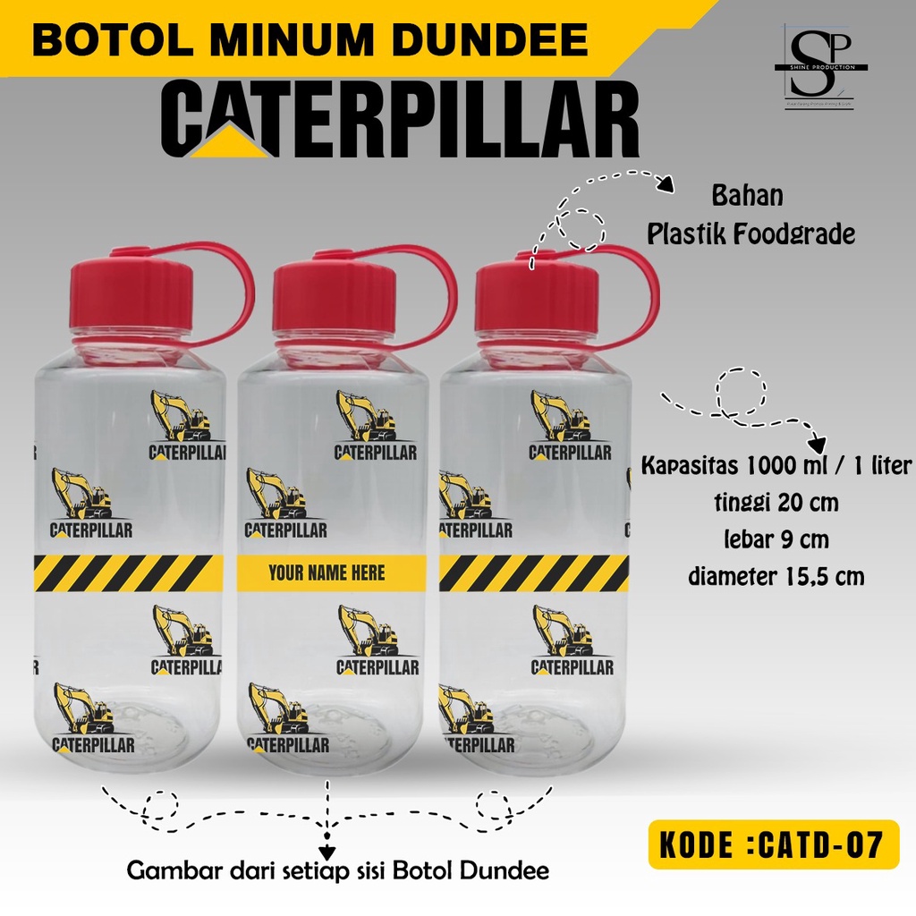 Botol Minum 1 Liter Caterpillar Not Official Bukan Original Bahan Plastik BPA FREE