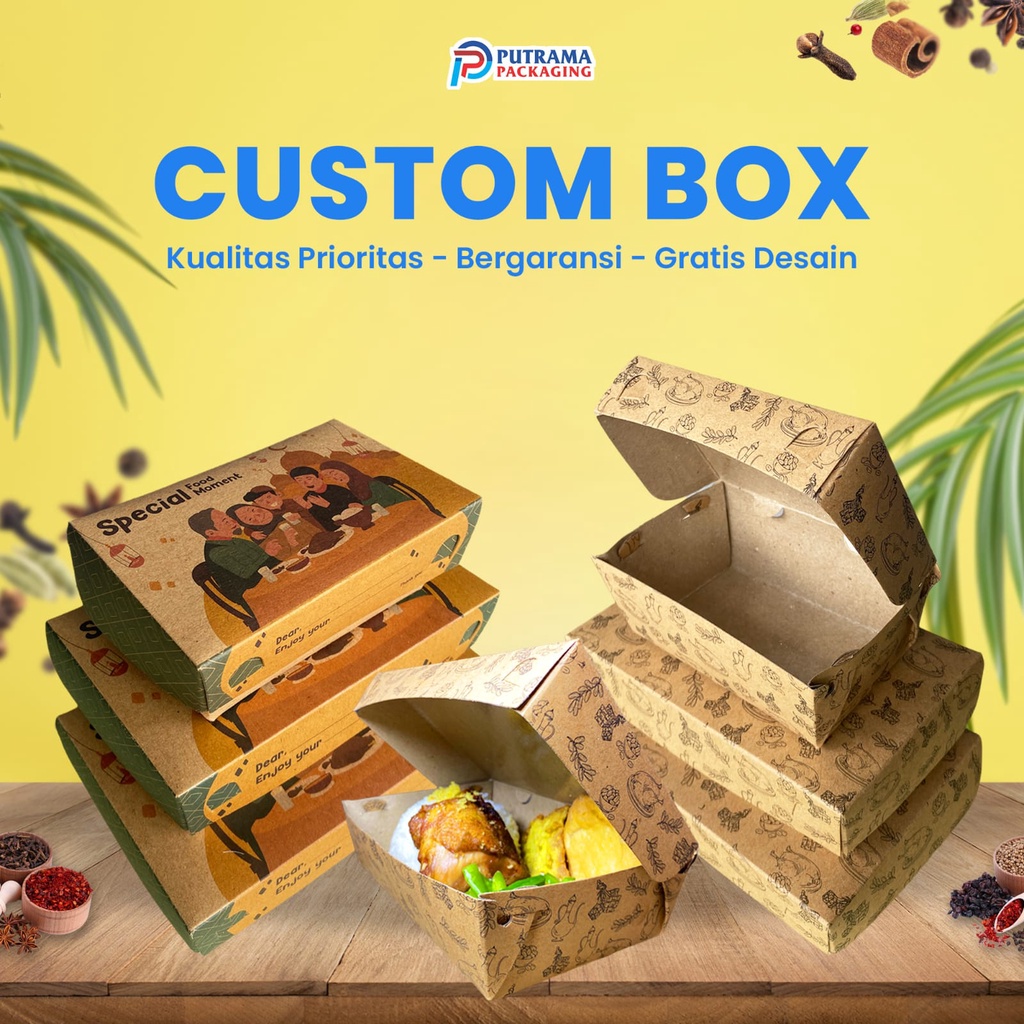 Jual Paper Lunch Box Craft Custom Full Printing Full Laminasi Dan Non Laminasi Kemasan Box