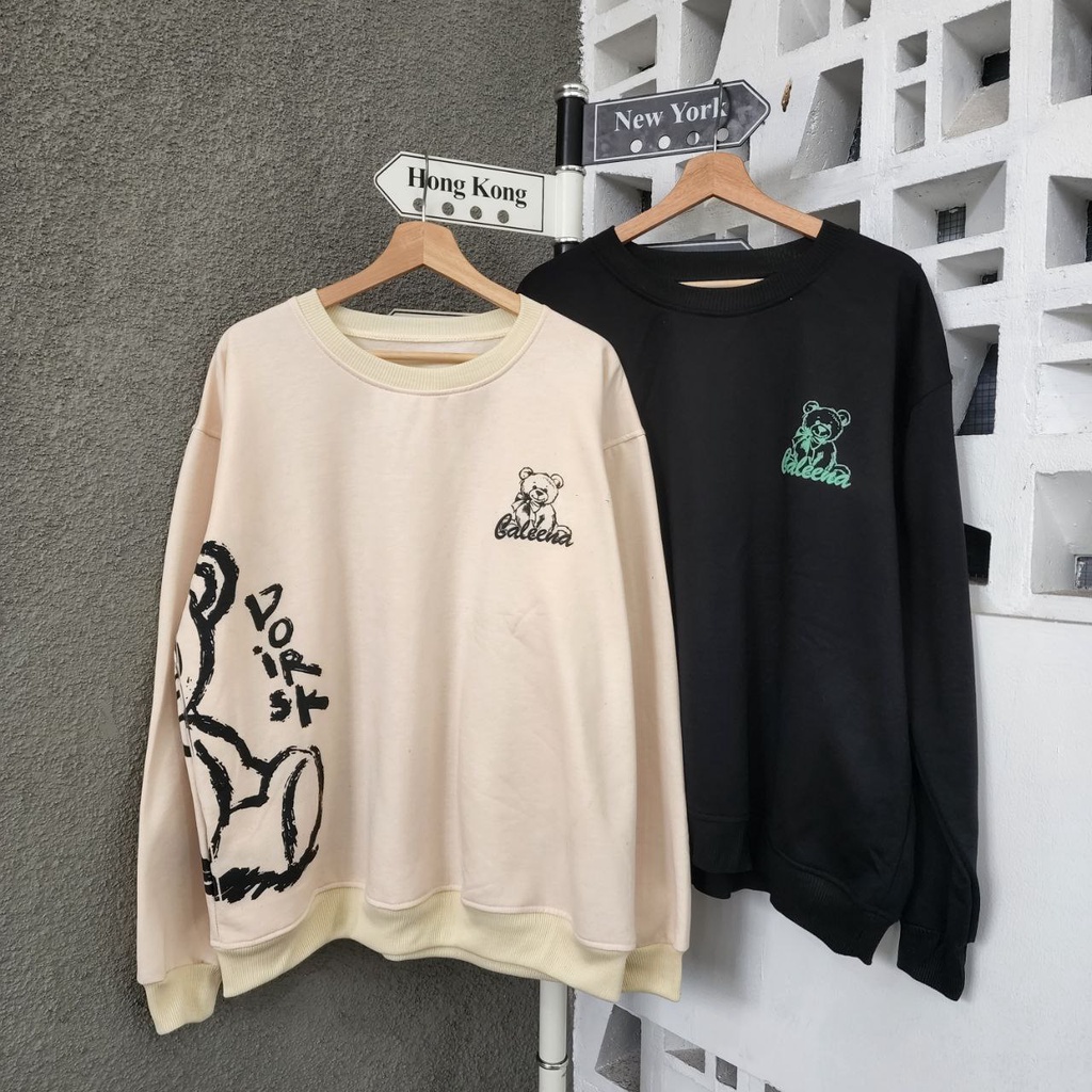 jaket sweater  pasangan couple doir bears / jaket pasangan pacar bahan reglan / jaket couple sahabat