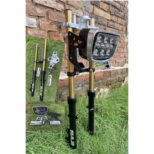 paket set SHOCKBEKER shock sekok depan Rx King as GOLD SET LAMPU DAYMAKER OVAL