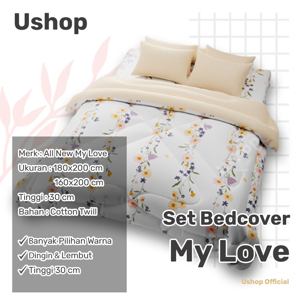 ALL NEW MY LOVE Set Bedcover + Sprei 180x200 / 160x200 Tinggi 30 Cm  BC180T30ANML USHOP