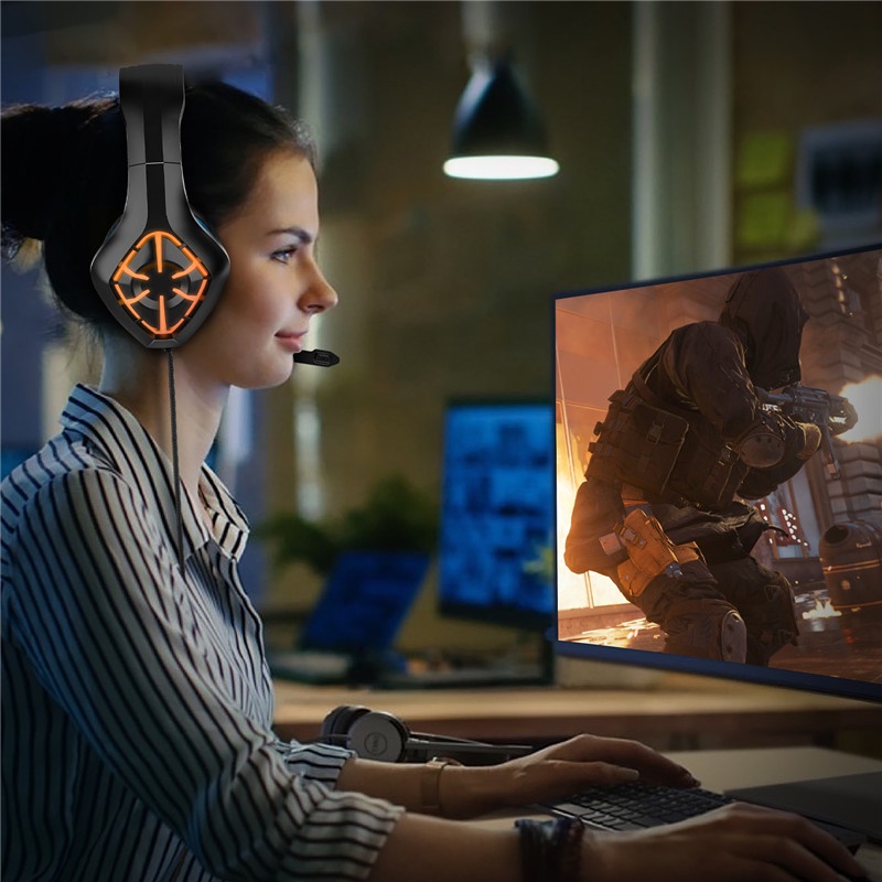 Sicibel G102 Headset Gaming Kompatibel Dengan PS4 PS5 Xbox One PC Laptop Over-Ear Dengan Lampu LED RGB