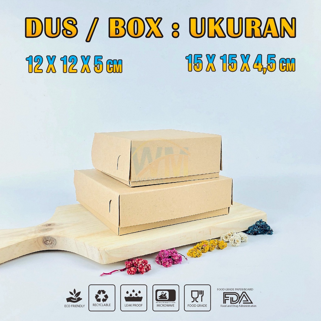 Dus Box Kotak Snack Kue / Kardus 12x12 / Box Pisang Keju / Dus Take Away / Kemasan PE / Box Snack 15x15 / Kemasan Kraft Laminasi / Dus Martabak Mini