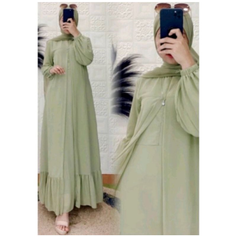 GAMIS OUTER CERUTY BABYDOLL POLOS+Gamis Malaysia Outer Ceruty Terbaru Viral Kekinian/Gamis ceruti ba