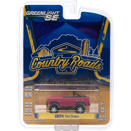 Greenlight 1/64 1974 Ford Bronco Country Roads Red NANDAA