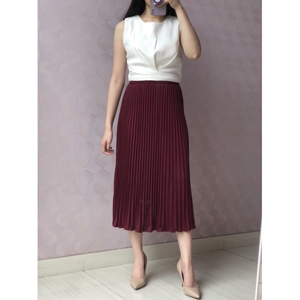 QUINN MIDI SKIRT / Rok Pleats Midi Plisket 7/8 Pleated Skirt