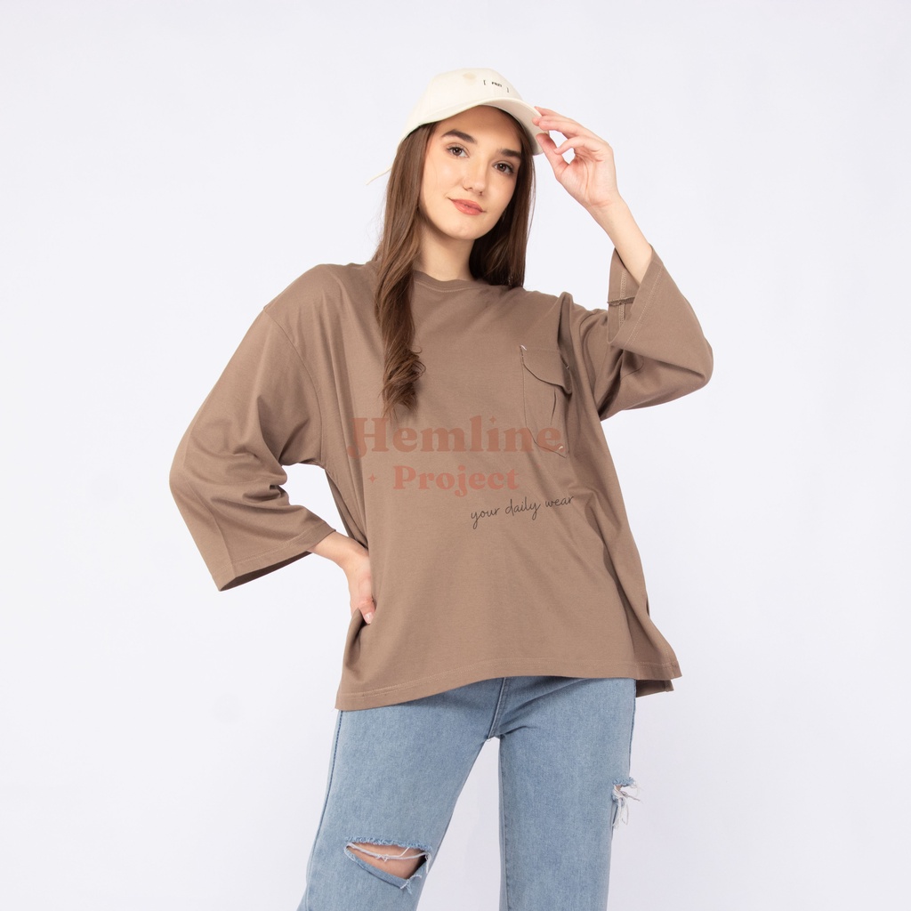 Haura Oversized Plain Top Maple Brown