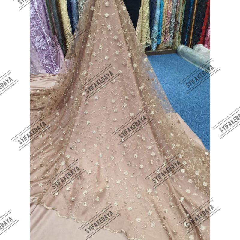 Jual Kain Tile Mutiara Premium Bahan Kebaya Lace Brokat Brukat Tulle