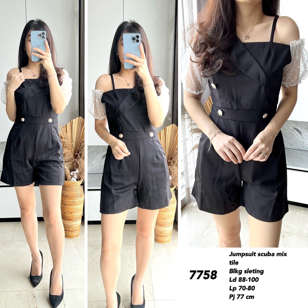 jumpsuit scuba lengan tile 7758 Scuba kombi tile