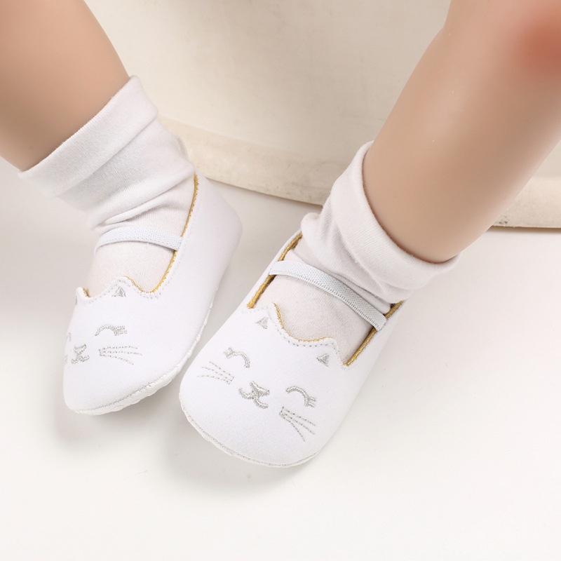 Prewalker Girl Flat shoes Cat  Bordir - Sepatu bayi Perempuan usia 0-18 bulan