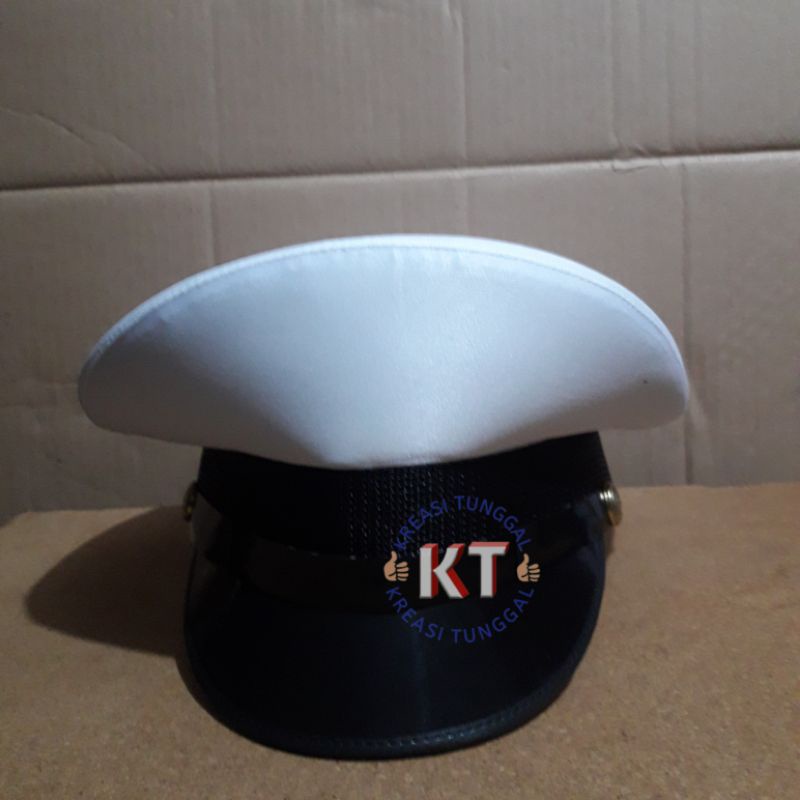pet cowok putih kain/topi pet polos pria kain/pet putih pelayaran